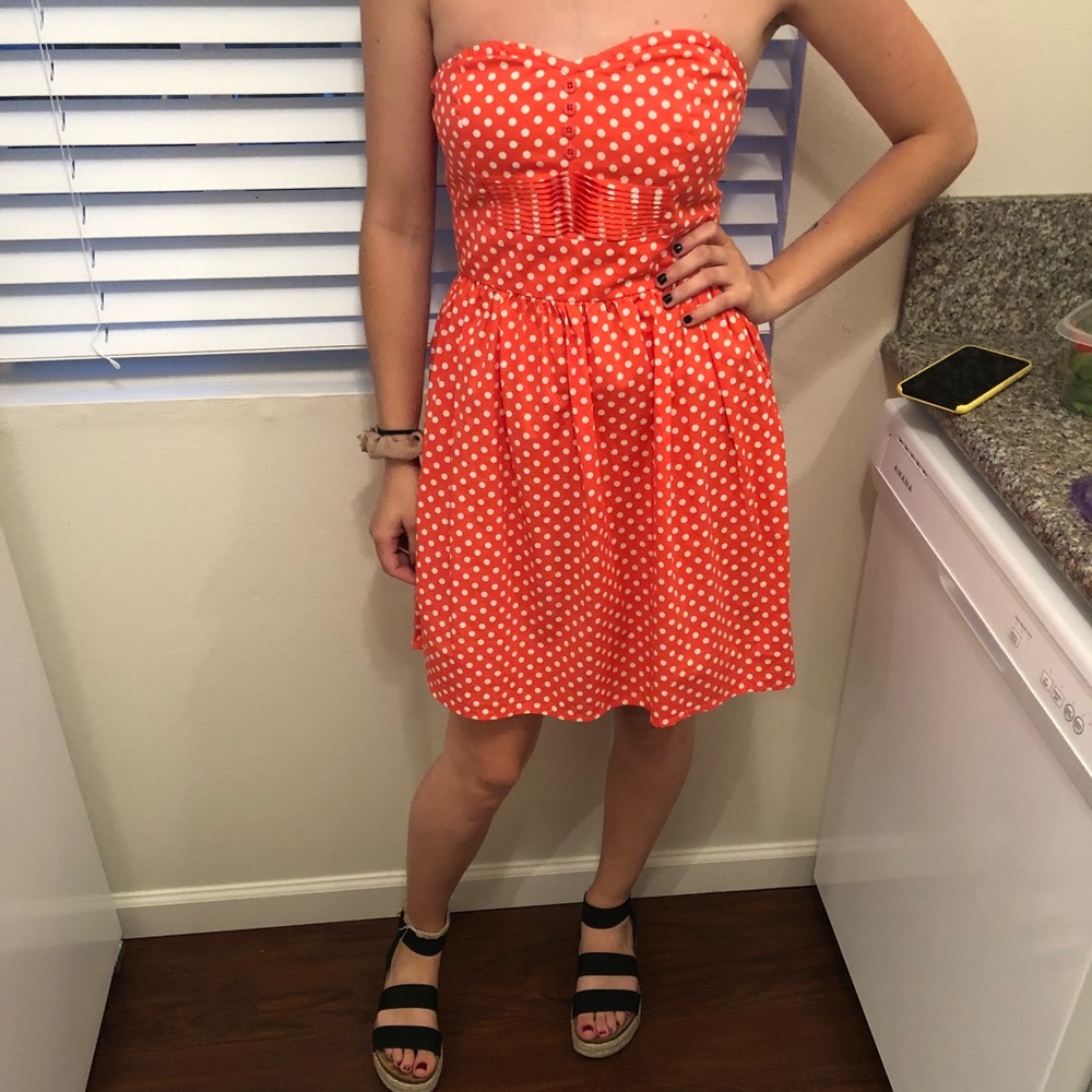 Red polka dot dress
